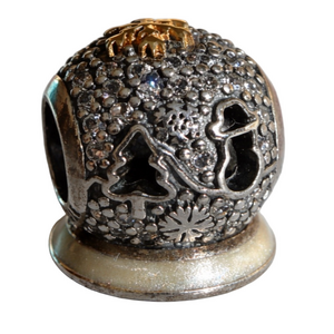 Pandora Wonderland Snow Globe Charm Silver 14K Gold Limited Edition 2015 Retired